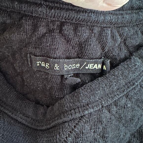 Rag & Bone Quilted Black Pullover Sweatshirt Sweater Long Sleeve Loungewear - Picture 3 of 6